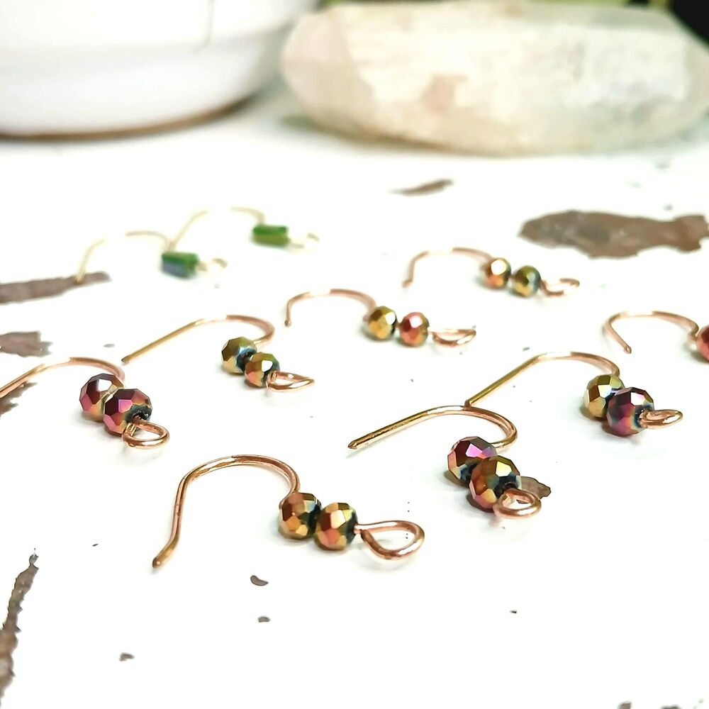 10 Piece Glass Beaded Ear Wires, Ear Hooks, Jewelry Making Supplies, Findings